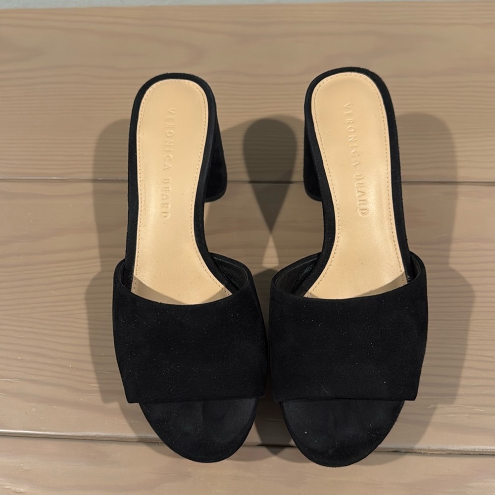 Veronica Beard 6.5 Black Dali 70MM Suede Platform Mules